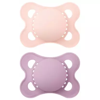 MAM Original Sucettes anatomiques en silicone 2-6 mois rose/parme - Lot de 2 - Coloris uni aléatoire