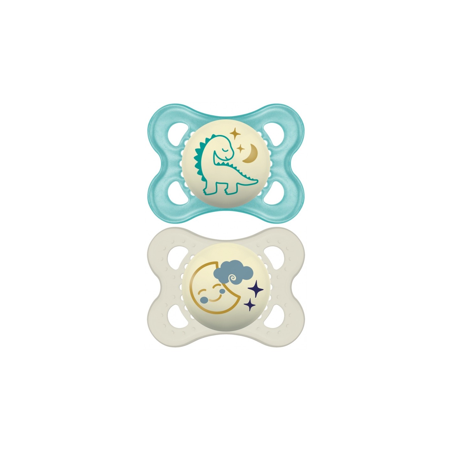 Sucettes NUK Star Night & Day Phosphorescentes - 0-6 Mois - Silicone Sans BPA - Lot De 2