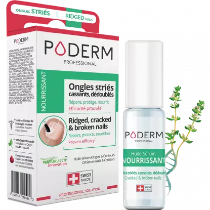 Poderm Huile-sérum nourrissant ongles & contours - Ongles striés, cassants, dédoublés - 8ml