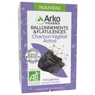 Charbon végétal activé Bio Arkogélules Arkopharma - Confort digestif - 80 gélules