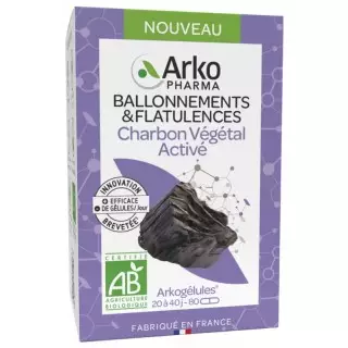 Charbon végétal activé Bio Arkogélules Arkopharma - Confort digestif - 80 gélules