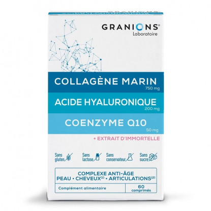 Complexe Collagène, Acide Hyaluronique & Coenzyme Q10 Granions - Anti-âge - 60 comprimés