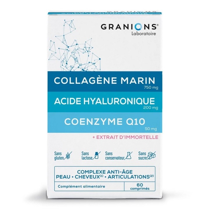 Complexe Collagène, Acide Hyaluronique & Coenzyme Q10 Granions - Anti-âge - 60 comprimés