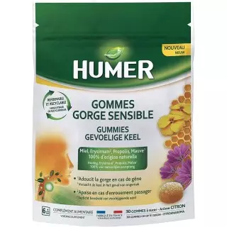 Gommes gorge sensible Humer Urgo - Adoucit la gorge - 30 gommes