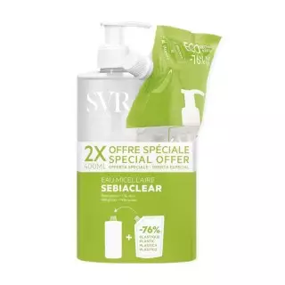 Eau micellaire peau grasse Sebiaclear SVR - Peau grasse - 2 x 400ml