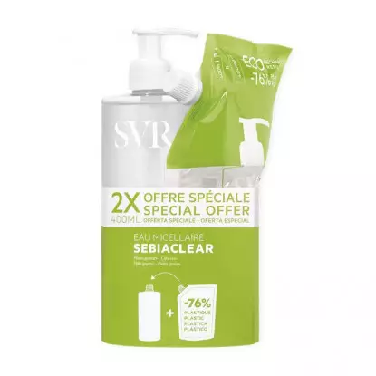 Eau micellaire peau grasse Sebiaclear SVR - Peau grasse - 2 x 400ml