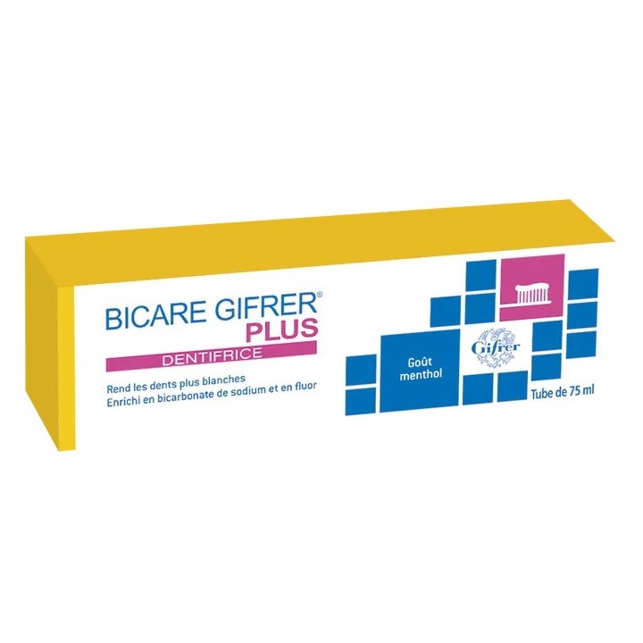 Dentifrice bicarbonate Bicare Plus Gifrer - Action blanchissante - 75ml