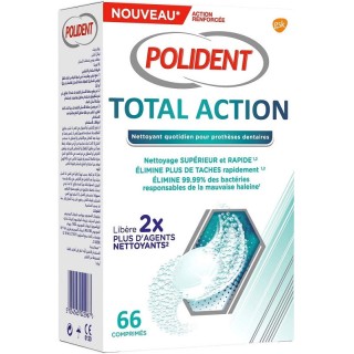 Nettoyant appareils dentaires Total Action de Polident - 66 comprimés
