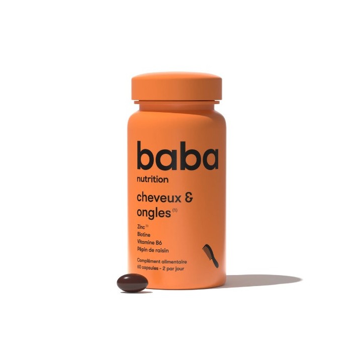 Cheveux & Ongles de Baba Nutrition - Fortifie les cheveux - 60 gélules