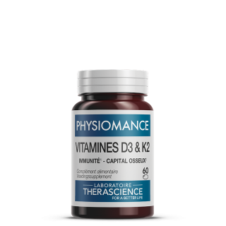 Vitamines D3 & K2 Physiomance Therascience - Capital osseux - 60 capsules