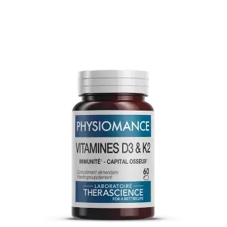 Vitamines D3 & K2 Physiomance Therascience - Capital osseux - 60 capsules