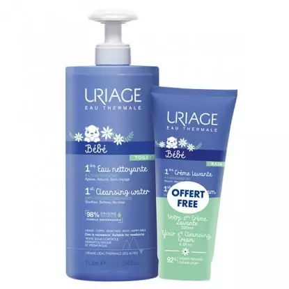 1ère Eau nettoyante 1L + 1ère Crème lavante 200ml Offerte Uriage