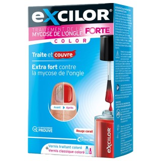Traitement de la mycose de l'ongle Excilor Forte - Rouge corail - 30ml