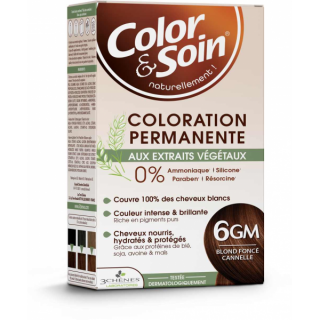 Coloration sans silicone blond foncé cannelle 6GM Color & Soin Les 3 Chênes
