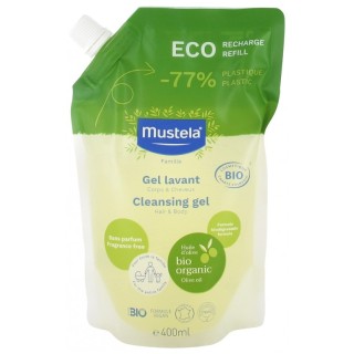 Gel lavant Bio sans parfum corps & cheveux Mustela - Éco-recharge 400ml