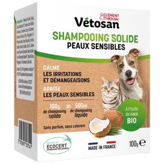Shampoing solide peaux sensibles Vetosan Clément Thékan - 100g
