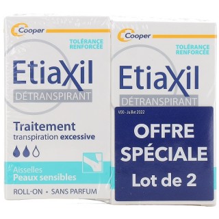 Roll-on détranspirant aisselles peaux sensibles Etiaxil Cooper - 2 x 15ml