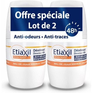 Déodorant roll-on douceur 48h Etiaxil Cooper - Peaux sensibles et fragiles - 2x50ml