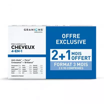 Pro Keracys cheveux 4-en-1 Granions - Anti-chute - 270 comprimés