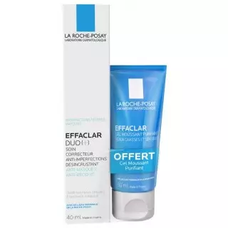  Soin correcteur Effaclar Duo (+) 40ml + Gel moussant purifiant 50ml Offert La Roche-Posay