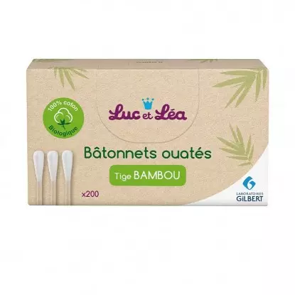 Bâtonnets ouatés tige bambou Luc et Léa - Hygiène de l'oreille - 200 unités
