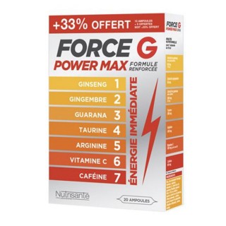 Force G Power Max Nutrisanté - Énergie prolongée - 20 ampoules
