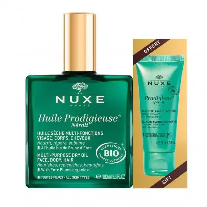 Huile Prodigieuse Néroli Bio - 100ml + Gelée de douche Prodigieux Néroli Bio 30ml Offerte Nuxe