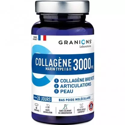Collagène Marin type I & II 3000mg Granions - 80 comprimés