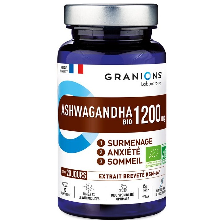 Ashwagandha Bio 1200mg Granions - Anxiété et sommeil - 60 comprimés