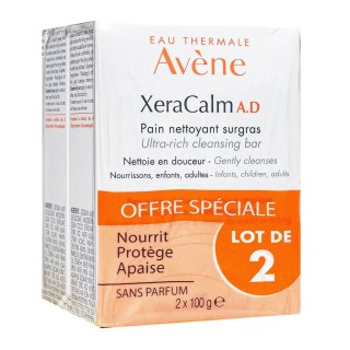 Pain nettoyant surgras Xeracalm A.D Avène - Peaux sensibles - 2x100g