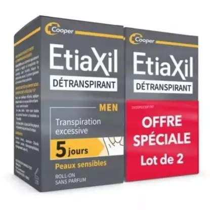 Détranspirant transpiration excessive Etiaxil Men de Cooper - 2 x 15ml