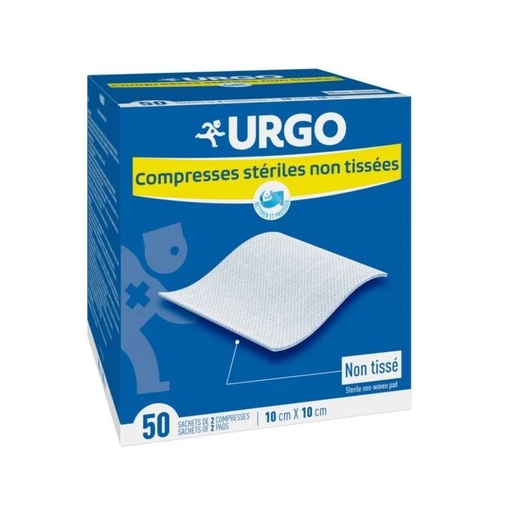 Compresses stériles non tissées 10cm x 10cm Urgo - 50 sachets de 2 compresses