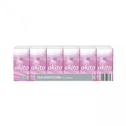 Mouchoirs de poche extra blanc 4 couches Akito Fripa - 18 étuis de 10