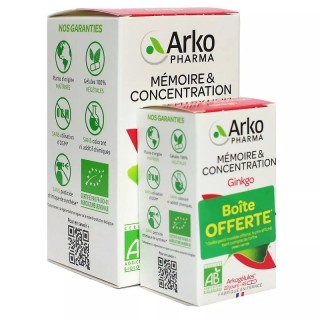 Ginkgo mémoire Bio Arkogélules Arkopharma - 150 gélules + 45 Offertes