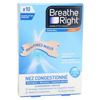 Bandelettes nasales Original Large Breathe Right - Nez congestionné - x10