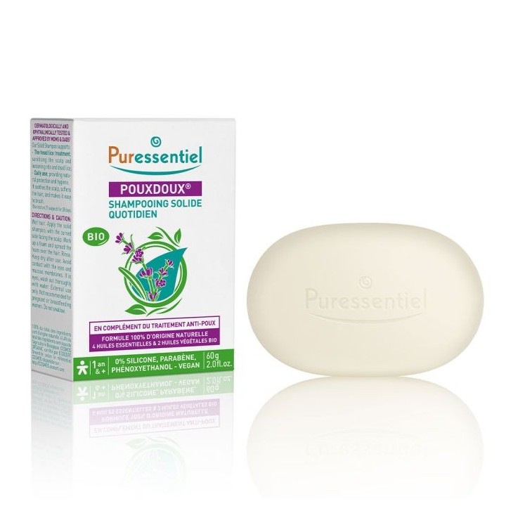 Shampoing solide quotidien Bio Poudoux Puressentiel - Anti-poux - 60g