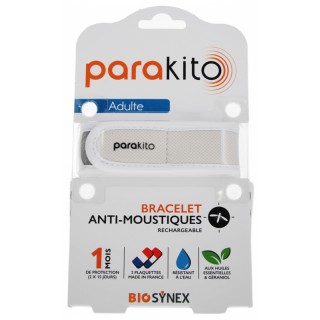Bracelet anti-moustiques Blanc Parakito Adulte + 2 recharges