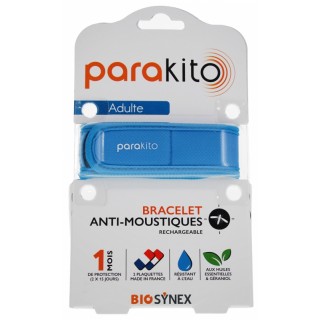 Bracelet anti-moustiques Bleu Parakito Adulte + 2 recharges