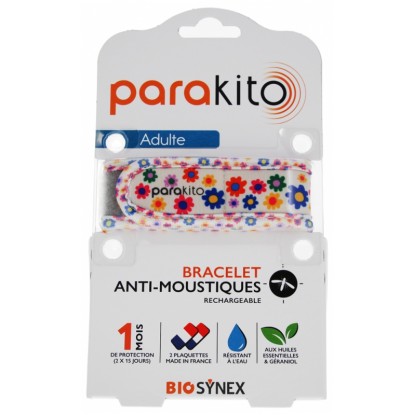 Bracelet anti-moustiques Fun Fleurs Parakito Adulte + 2 recharges