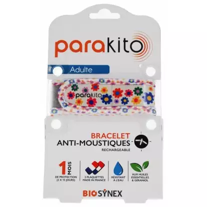 Bracelet anti-moustiques Fun Fleurs Parakito Adulte + 2 recharges
