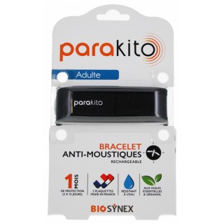 Bracelet anti-moustiques Noir Parakito Adulte + 2 recharges