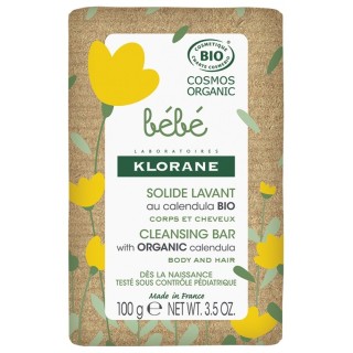 Solide lavant Calendula Bio Klorane Bébé - Corps et cheveux - 100g