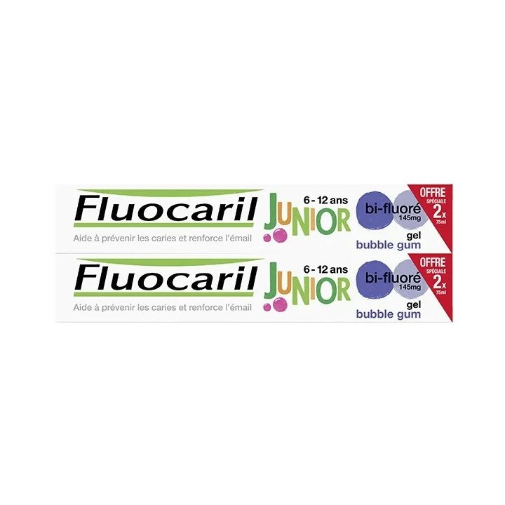 Fluocaril Junior Dentifrice bubble 6-12 ans - Lot de 2 x 75ml