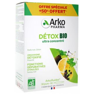 Arkofluides Détox Bio - 20 ampoules +50 % Offert