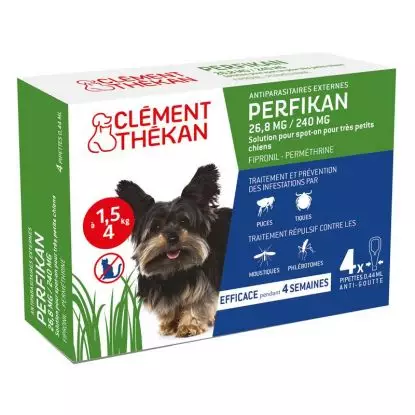 Clément Thékan Perfikan 26,8 mg/240 mg Très Petits Chiens 4 Pipettes
