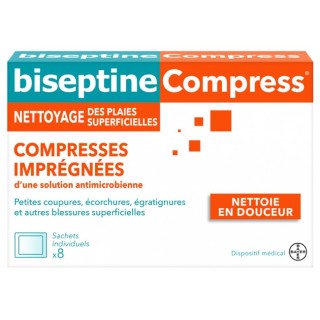 Compresses imprégnées BiseptineCompress Bayer - 8 sachets