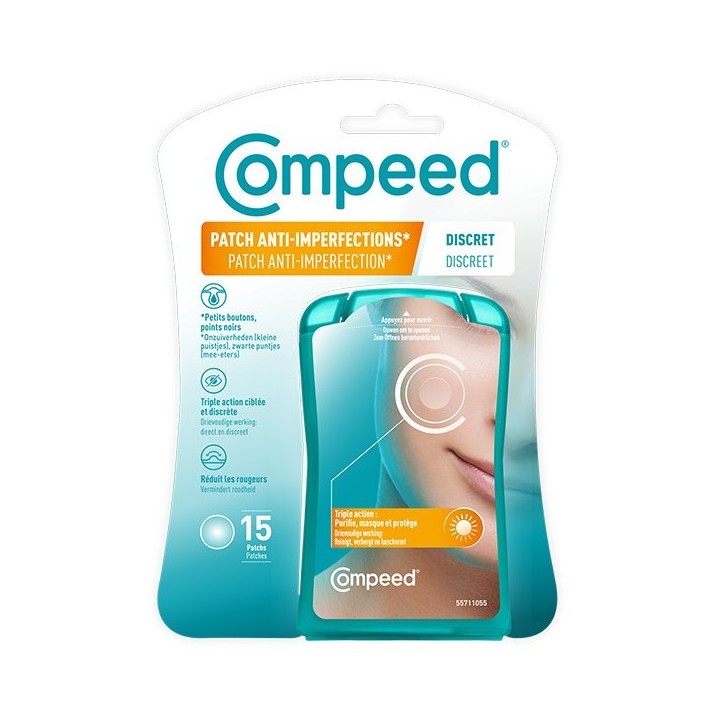 Patchs anti-imperfections discrets hydrocolloides Compeed -15 patchs
