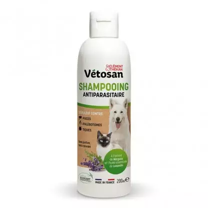 Shampoing antiparasitaire chien et chat Vetosan Clément Thékan - 200ml