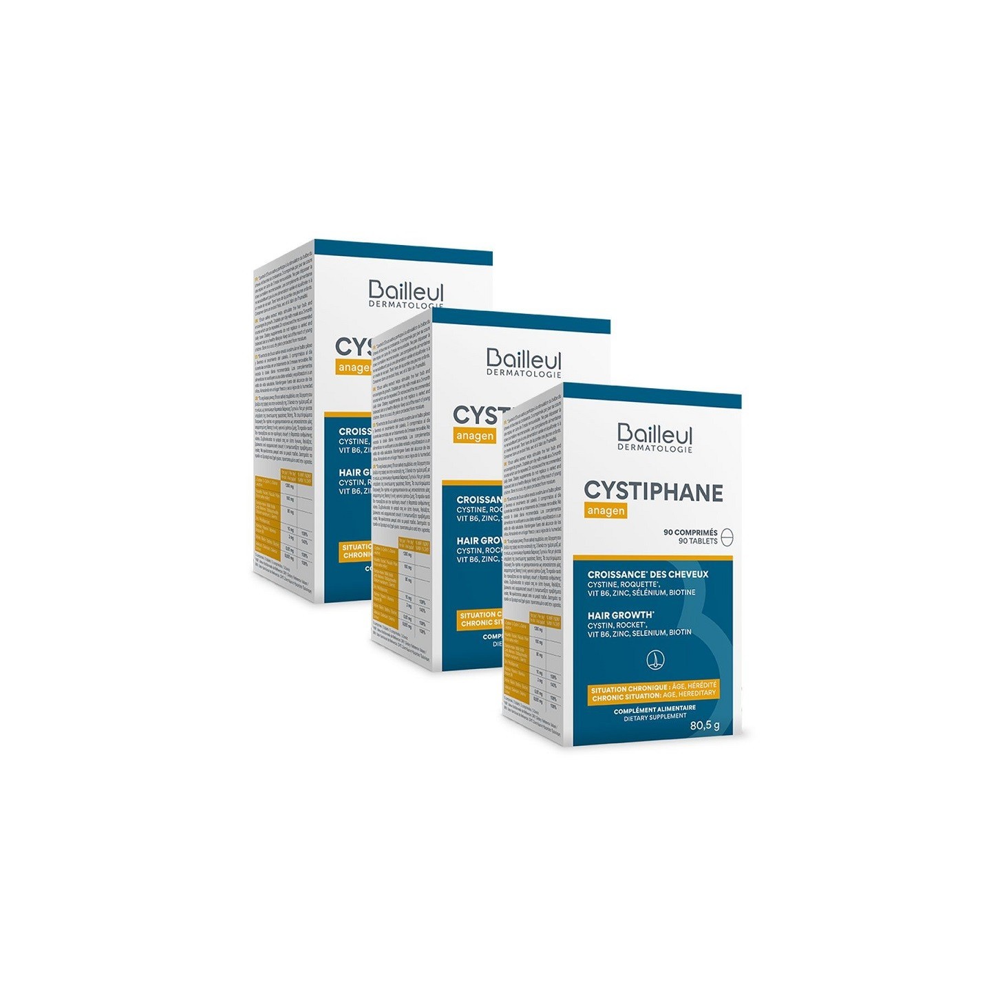 Cystiphane Anagen Croissance des cheveux Bailleul-Biorga - 3 x 90 comprimés