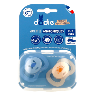 Sucettes anatomiques naissance 0-2m en silicone Dodie - Lot de 2